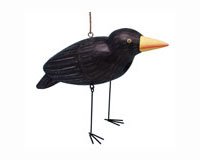 Crow with Dangling Metal Legs Birdhouse