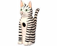 Sitting Black & White Striped Cat Birdhouse