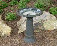 Pedestal Bird Bath â€“ Grey Color - Fiber Clay
