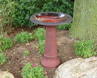 Pedestal Bird Bath â€“ Red Color -Fiber Clay