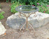 Stake Bird Bath â€“ Fiber Clay â€“  Green Color