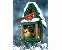 Cardinals in Snow House Flag