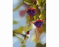 Hummingbirds and Fuschias House Flag