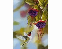 Hummingbirds and Fuschias Garden Flag