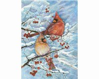 Cardinals & Berries Garden Flag