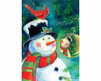Reflection Snowman Garden Flag
