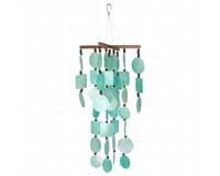 Aqua Capiz Chime w/ Wooden Beads
